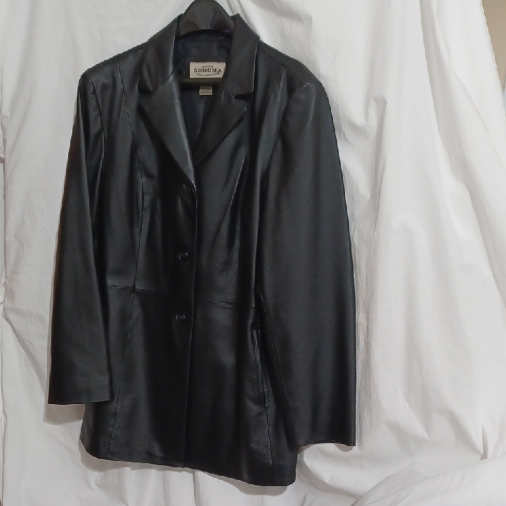 Sonoma Black Leather Blazer Style Jacket